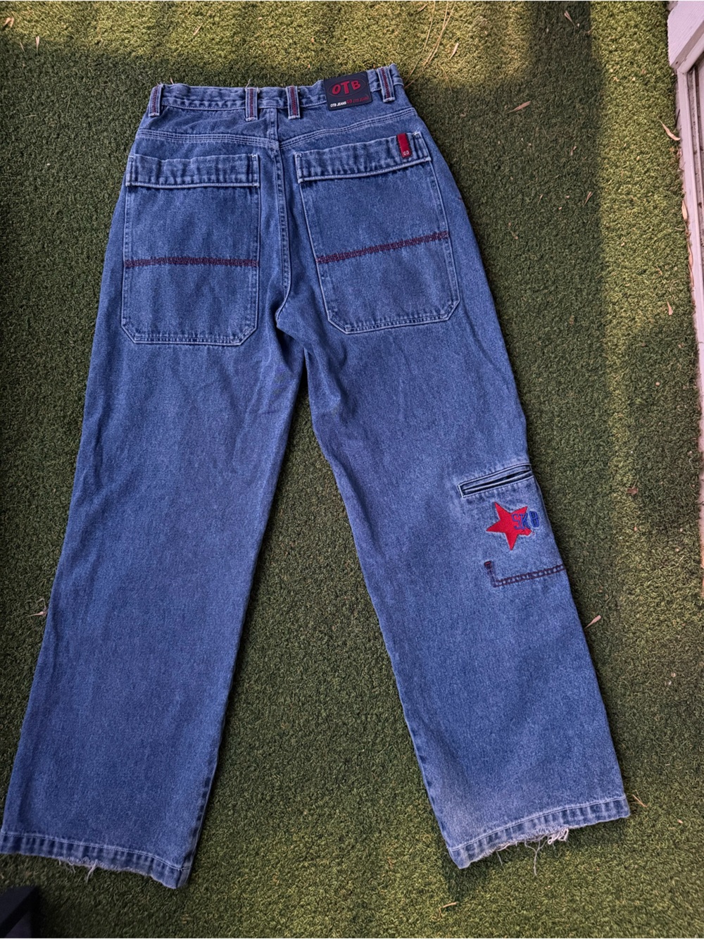 Men's Blue Jnco style jeans with 10 inch opening